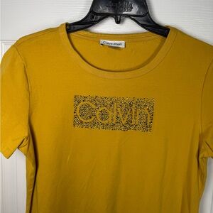 Calvin Klein Mustard Yellow T‎ Shirt Dress
